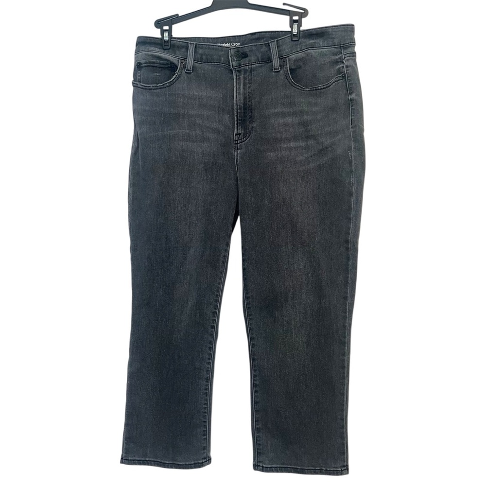 Talbots 14P High Rise Straight Crop Jeans Mystic Black Gray Modern Chic Classic